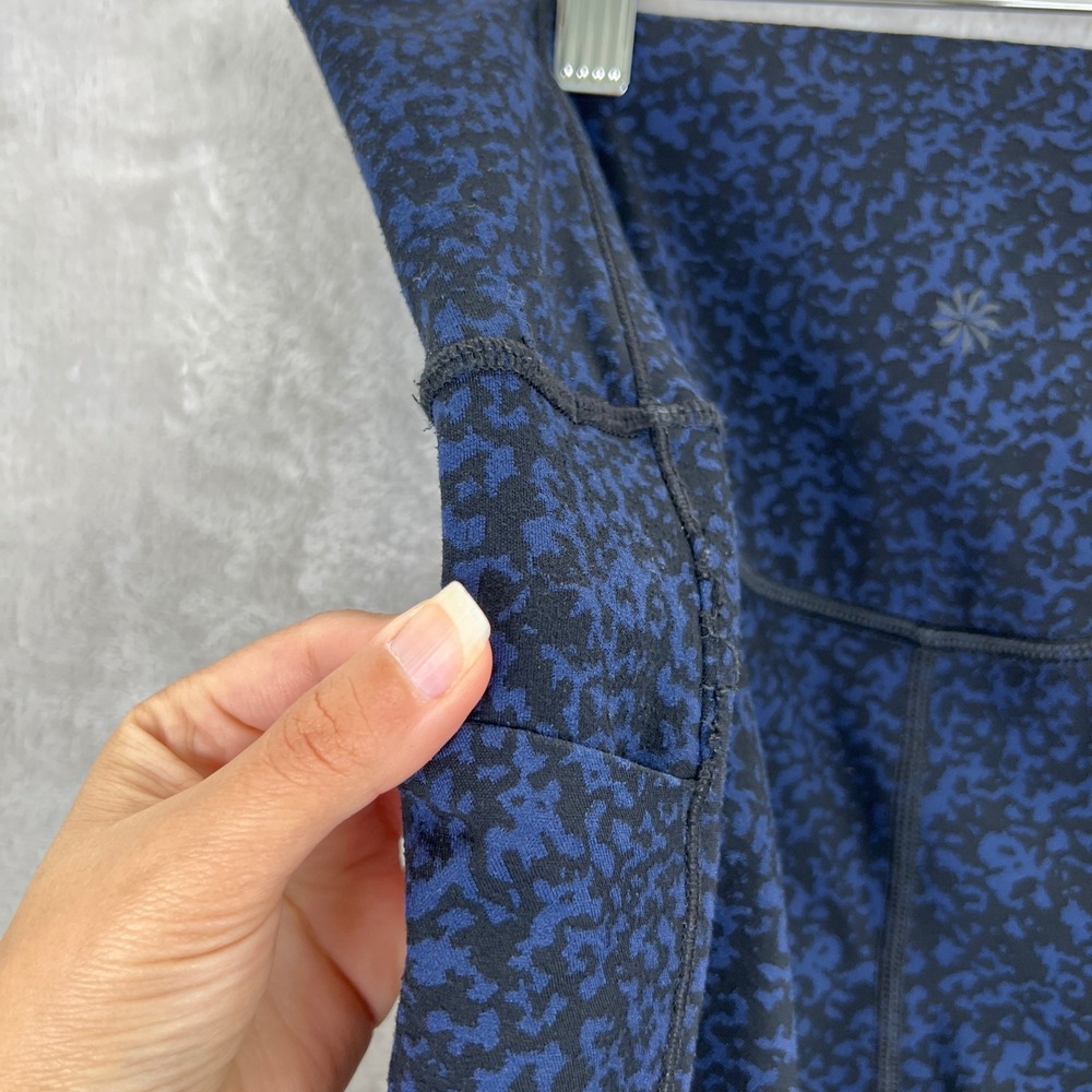 Athleta Salutation Stash Pocket Tight Blue Black Leopard Print Leggings Size M - Picture 3 of 11